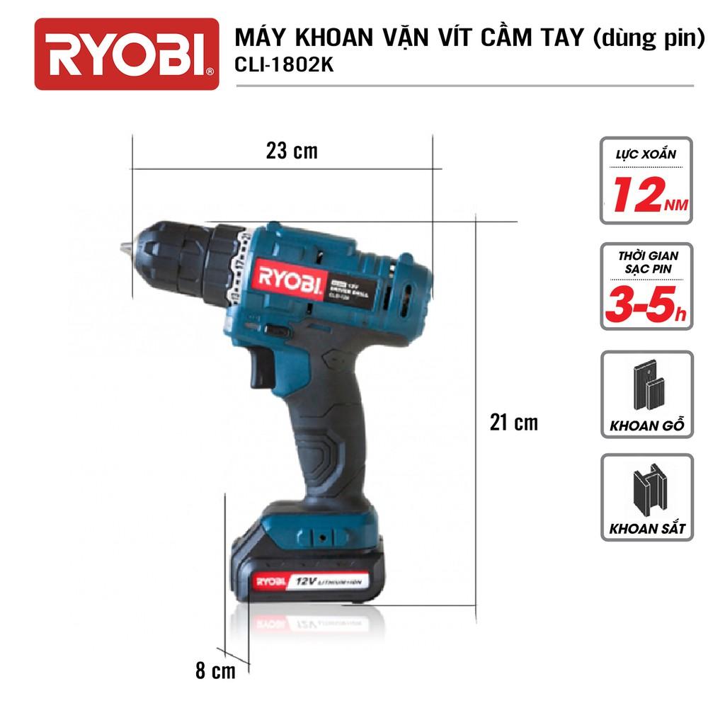 Máy khoan vặn vít cầm tay đa năng pin 12V RYOBI (KYOCERA) - CLD-120 (Kèm 1 pin + Sạc)