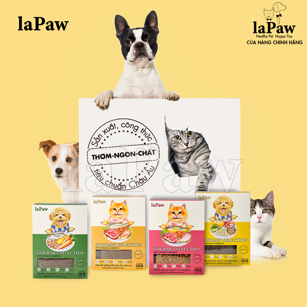 Hạt hỗn hợp cho chó trưởng thành dinh dưỡng chuẩn Âu laPaw Gourmet 1KG