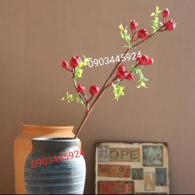 *Giá tốt*Cành lựu giả mini cao 75cm Trang trí Decor- Cành lựu giả