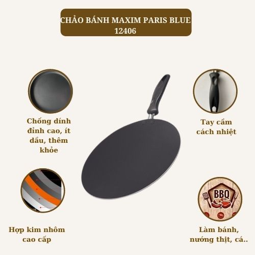 Chảo nướng bánh chống dính nhập khẩu cao cấp 28cm - làm bánh tráng, bánh pancake, bánh creep...