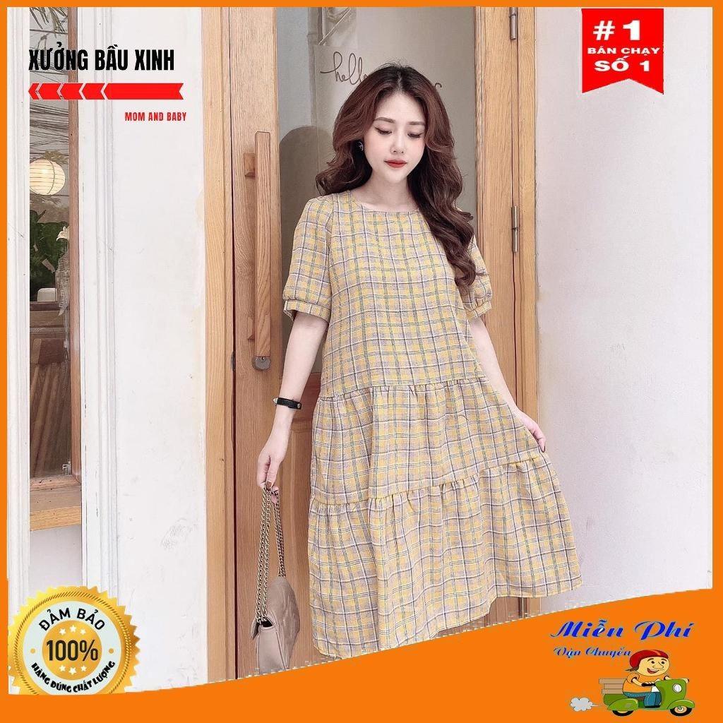 váy bầu cao cấp cực sang chảnhchất lụa nhung siêu siêu mátfrom rộngfree size 43~67kg