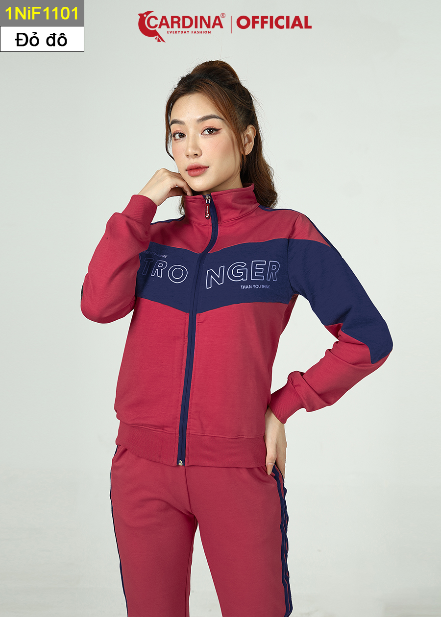 Đồ bộ nỉ nữ CARDINA chất cotton da cá cao cấp có khóa kéo 1NiF11