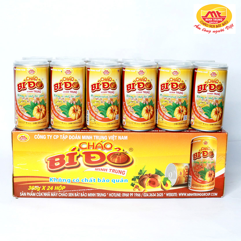 Cháo bí đỏ Minh Trung 365g (thùng 24 lon - Cháo Bí Đỏ 24)