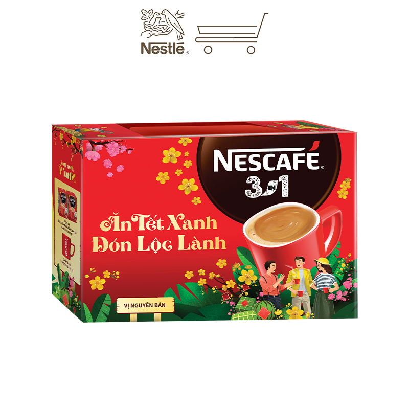 [Tặng ly sứ cao cấp] Combo 2 hộp cà phê hòa tan Nescafé 3in1 vị nguyên bản (2 hộp x 20 gói)