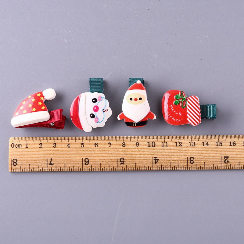 Set 2 Kẹp Tóc Mái Bọc Vải Chi Tiết Giáng Sinh