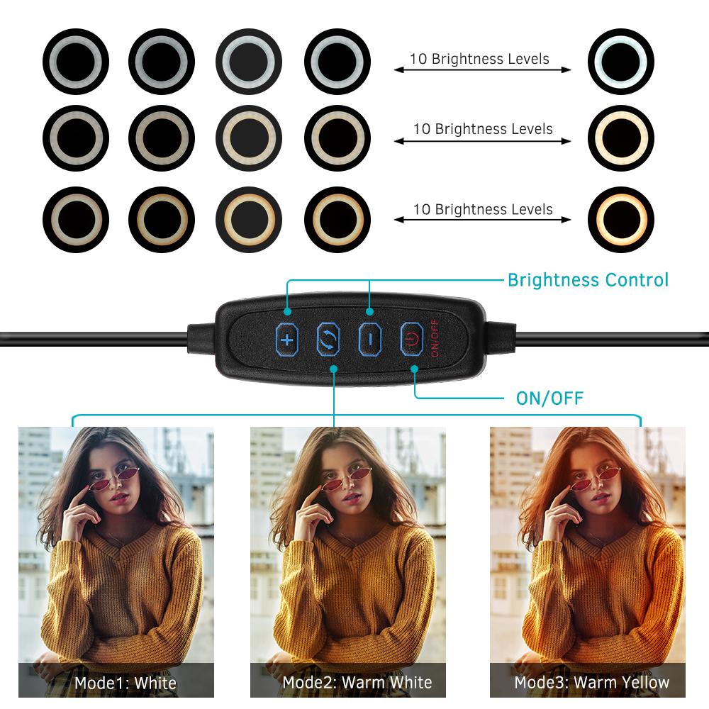 6 Inch Desktop LED Ring Light 3200K-5500K Dimmable Mini Camera Light Lamp 3 Light Modes 10 Brightness Levels with Mini