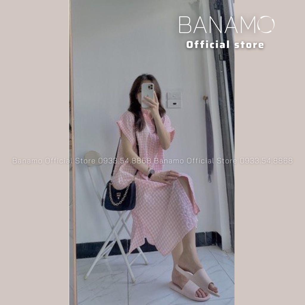 Đầm váy sơ mi suông kẻ caro nhiều màu siêu đẹp thời trang Banamo Fashion váy sơ mi suông kẻ caro 5917