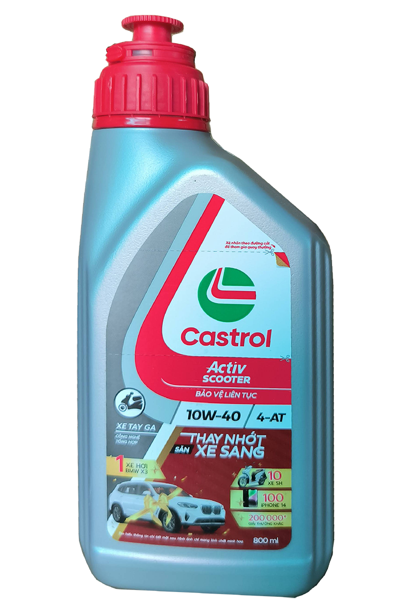 Dầu nhớt cho xe tay ga Castrol Activ Scooter, SAE 10W-40, 0.8L