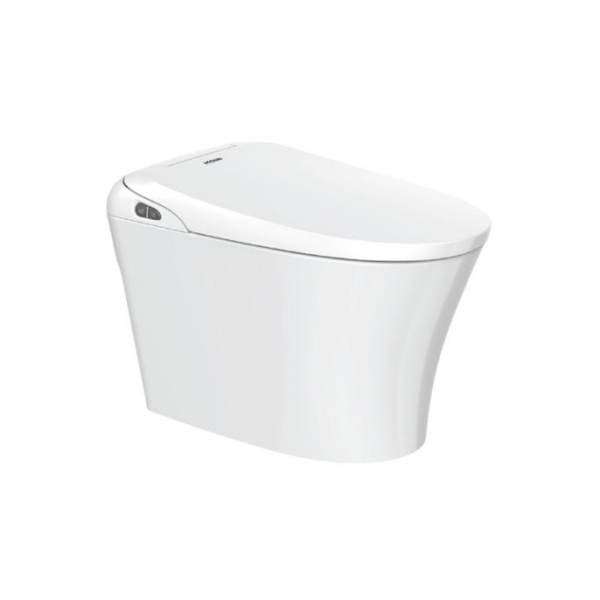 Bàn cầu điện tử, chức năng sưởi ấm bệ ngồi và xả tự động, nút điều khiển bên hông, dòng Bella, hiệu Moen , màu Trắng