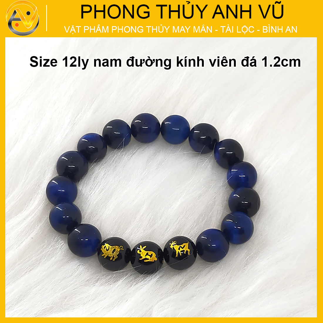 Vòng tay phong thủy tài lộc đã khai quang - tam hợp hợi mão mùi chất liệu đá mắt hổ - size 8 10 12ly - Vòng Tam Hợp Anh Vũ