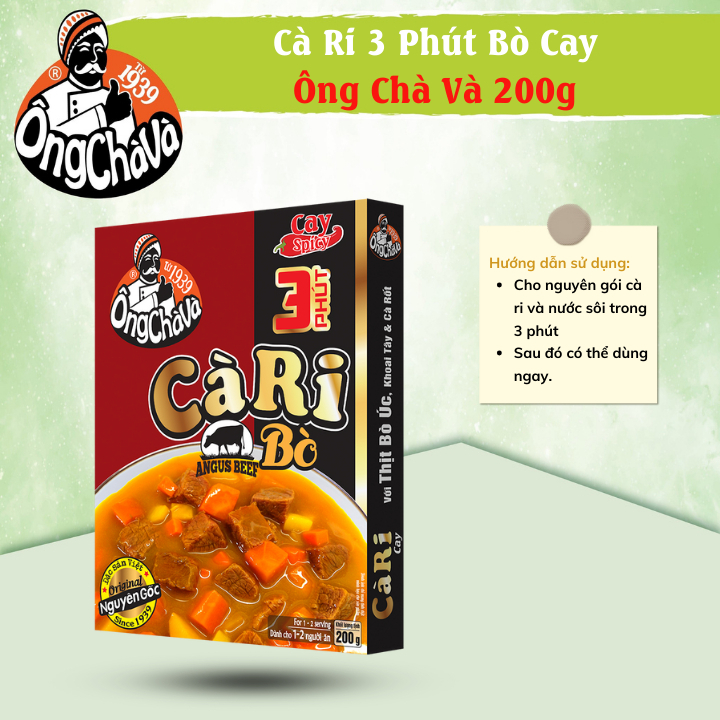 Cà Ri 3 Phút Bò Cay Ông Chà Và 200gr Sản Phẩm Có Thịt Thật