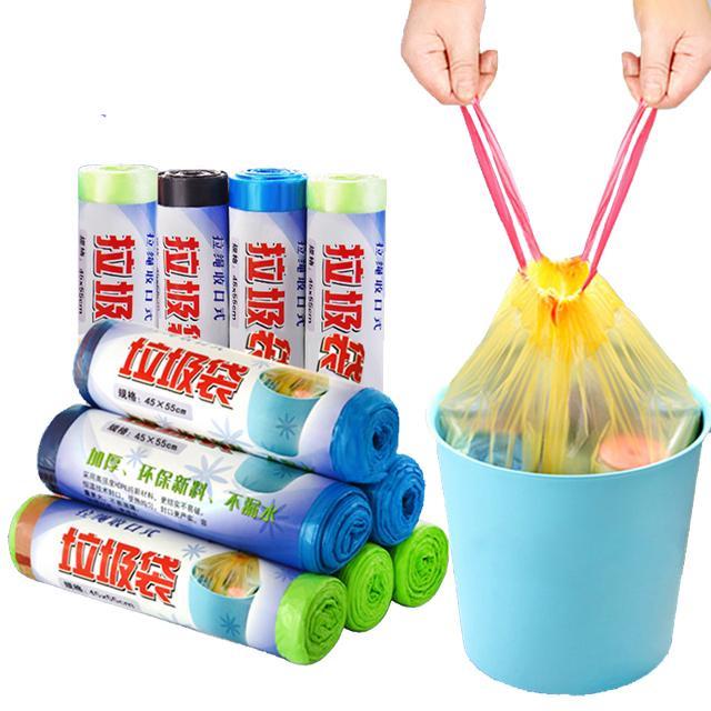 Túi đựng rác có dây rút - Cuộn 15 túi rác siêu dai tự hủy bảo vệ môi trường No.101208