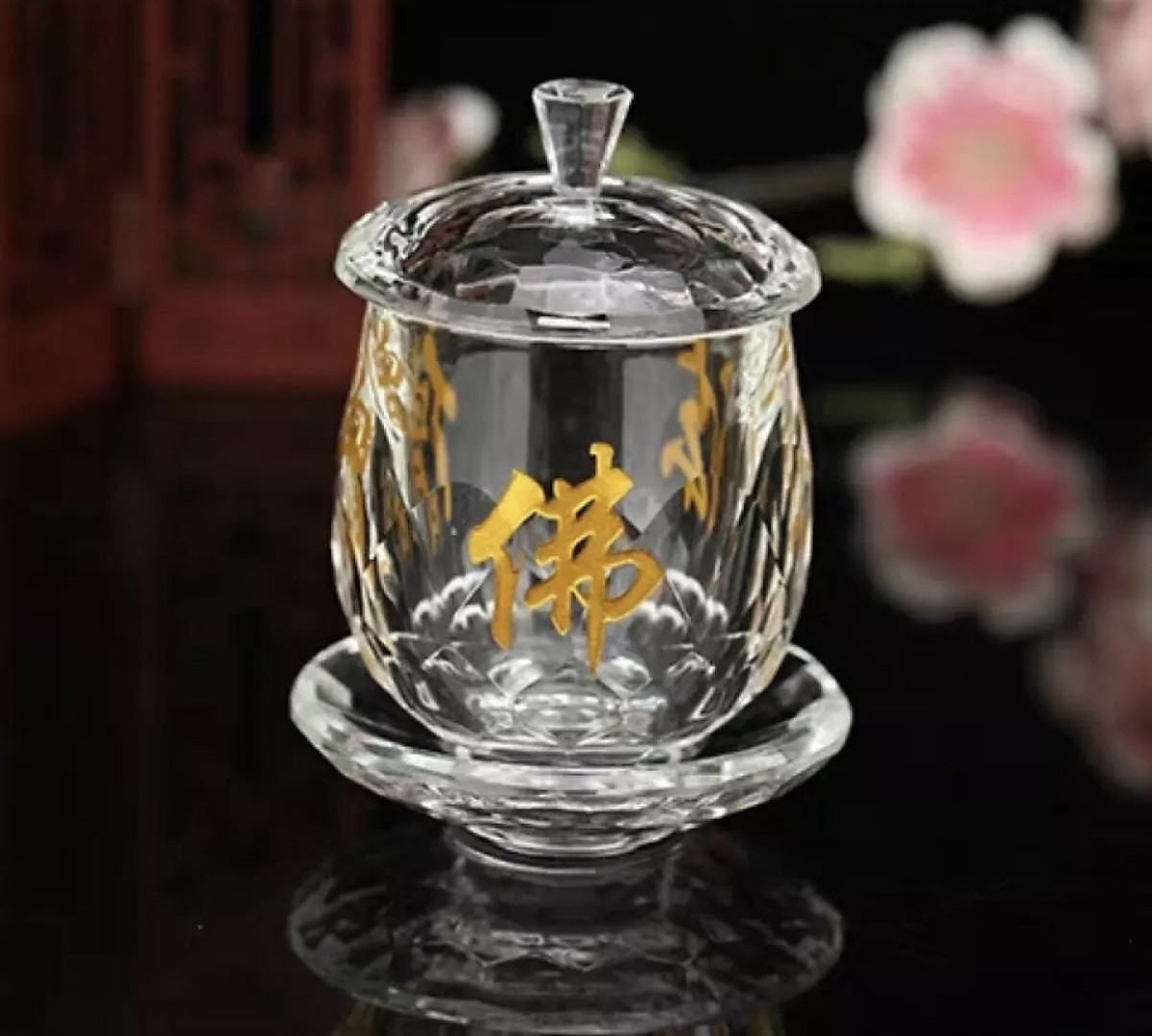Combo bộ 3 ly nước thờ Fa lê chữ Phật