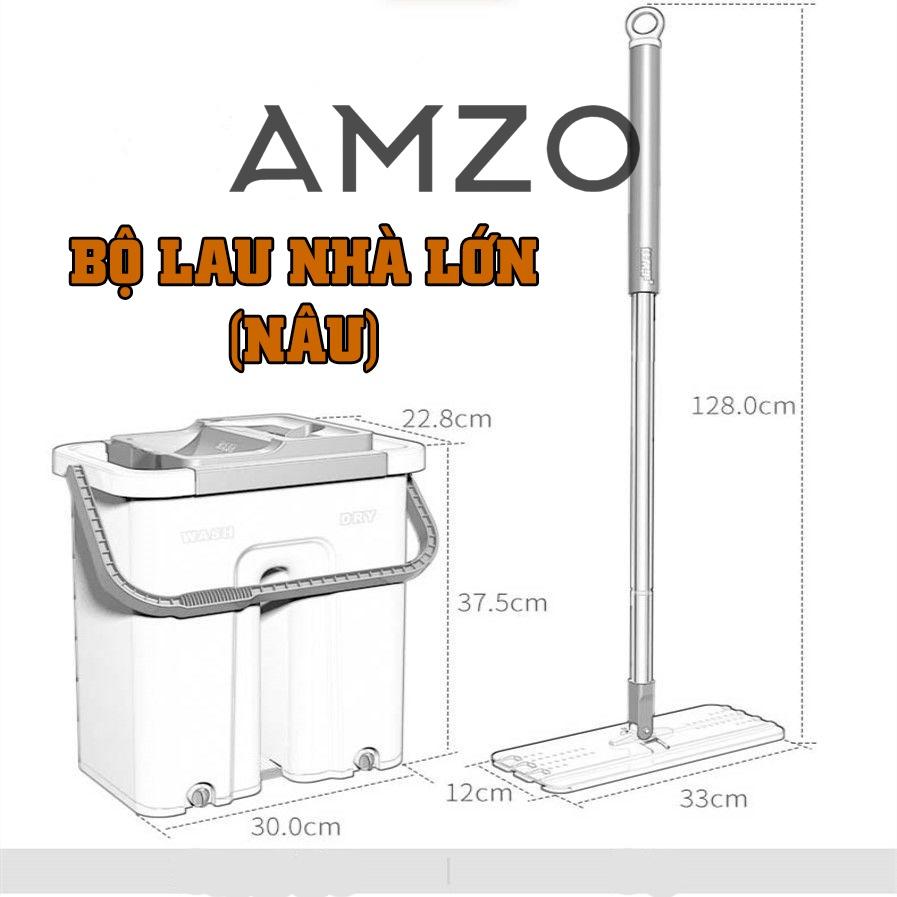Bộ lau nhà tự vắt 2 ngăn 360 độ (kèm 2 bông lau) cao cấp AMZO
