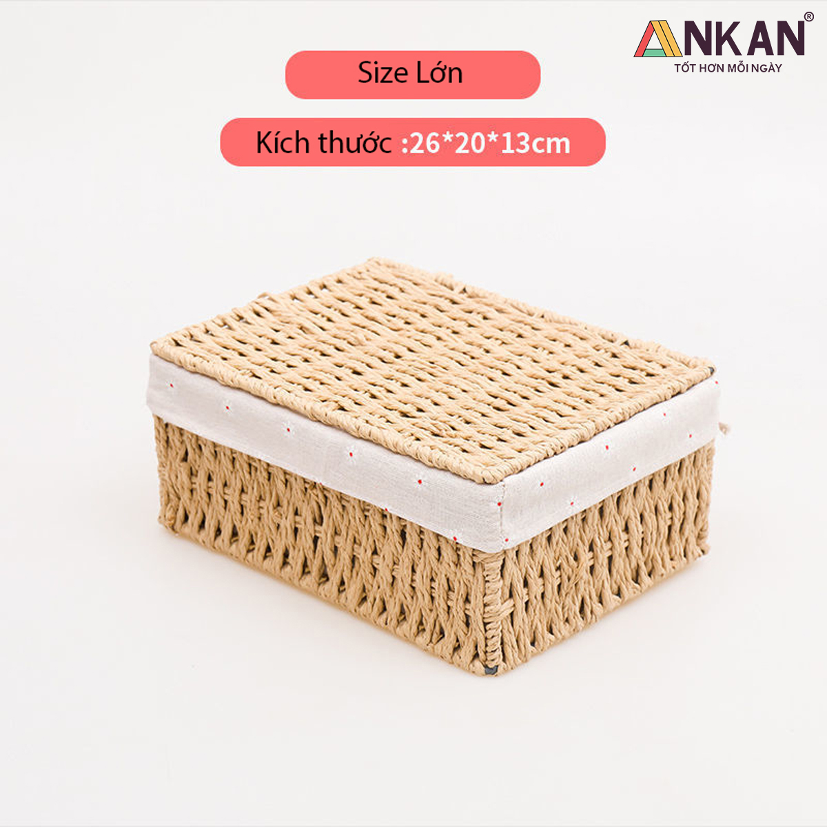 Giỏ Đựng Mỹ Phẩm Có Nắp ANKAN Dùng Để Bàn, Đựng Đồ Mini, Sắp Xếp Đồ Đạc Gọn Gàng, Ngăn Nắp