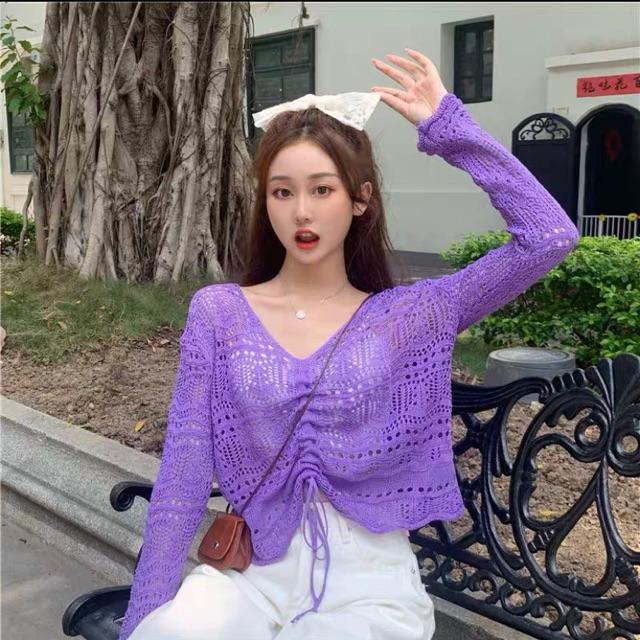 Áo len lưới croptop rút ngực Ulzzang style  Hàng Quảng Châu