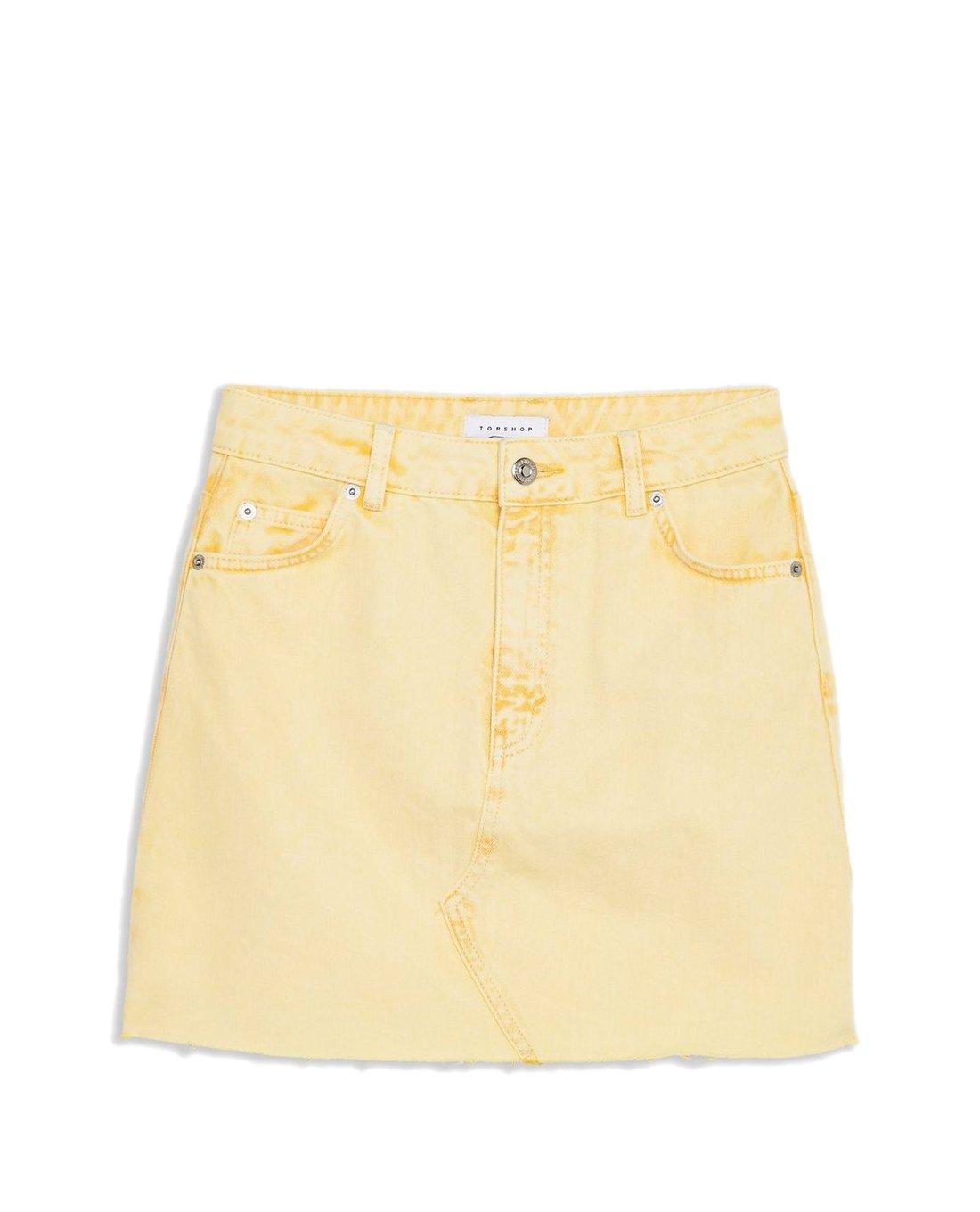 TOPSHOP - Chân váy mini chữ A phối cúc Yellow Acid Wash 05T82QYLW