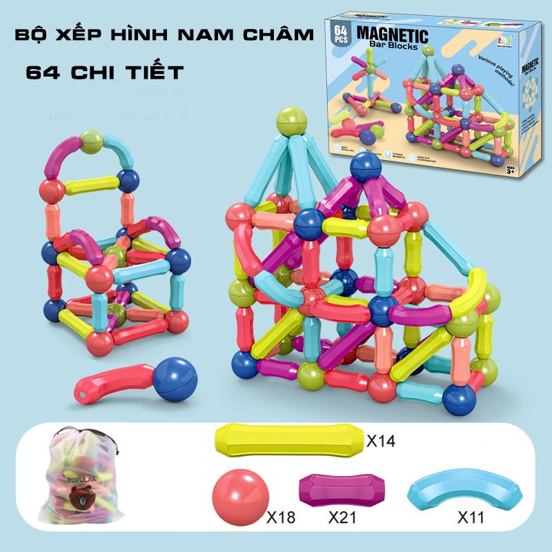 Đồ chơi xếp hình nam châm 42 chi tiết cho bé - Hàng chính hãng