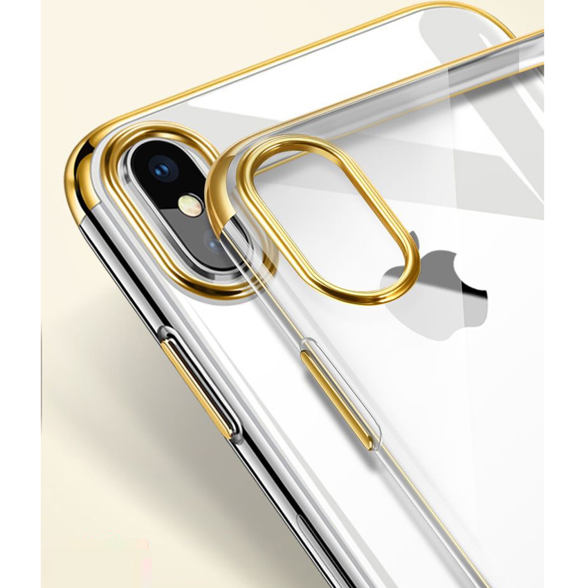 Ốp lưng Silicon viền gold cao cấp cho Iphone X