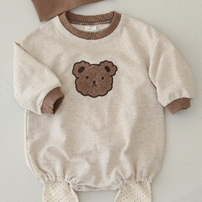 2021 Thu Mới Hoạt Hình Cho Bé Bodysuit Tay Dài In Hình Gấu Thỏ Bé Trai Và Bé Gái Áo Liền Quần Đùi Dễ Thương Sơ Sinh Cho Bé Quần Áo 0-24M