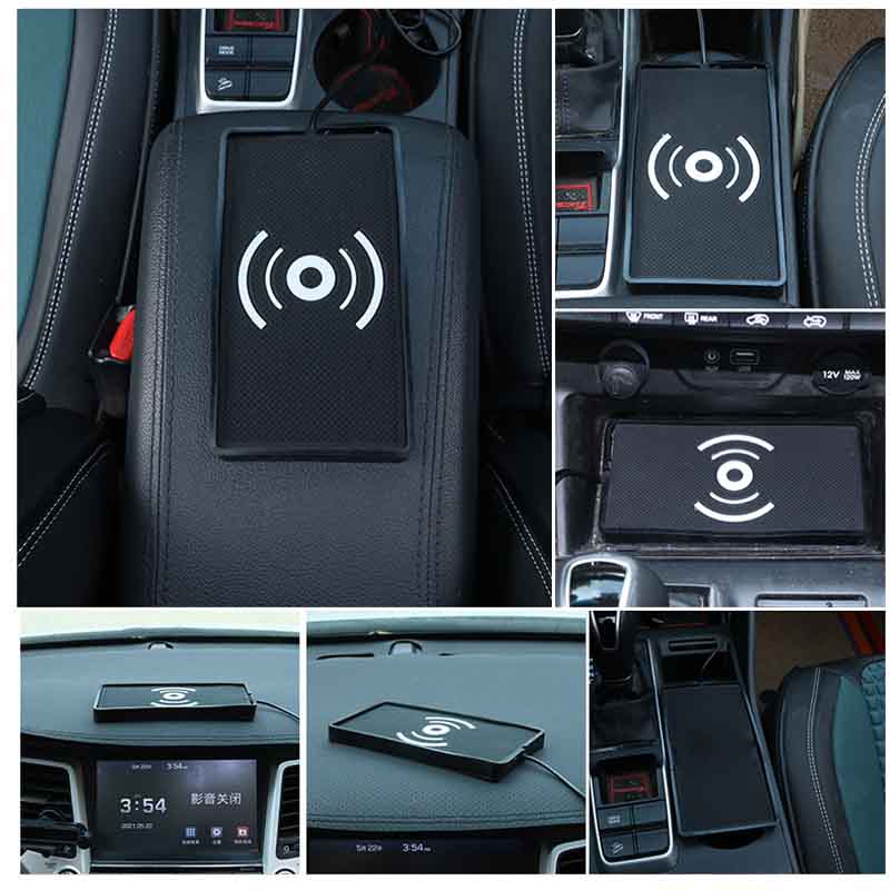 Đế sạc điện thoại không dây sạc nhanh Qi 10W có đệm chống sốc dùng trong xe hơi văn phòng, phụ kiện ô tô