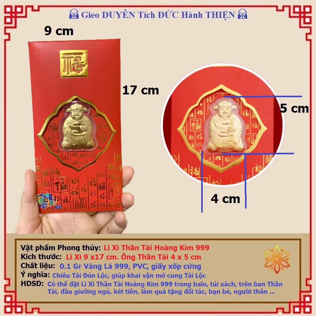 Bao Lì Xì Thần Tài Hoàng Kim 999 cao cấp