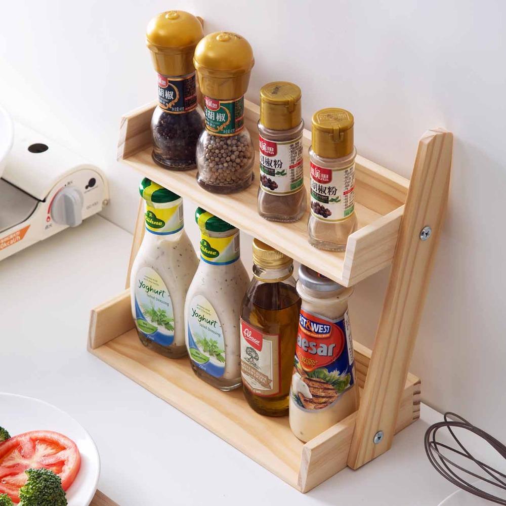 Máy Tính Để Bàn Gỗ Kệ Giá Treo Đồ Nhà Bếp Nhà Tổ Chức Nhà Bếp Xả Kho Giá Để Gia Vị Nêm Gia Vị Lọ Chai Đựng Phụ Kiện Nhà Bếp