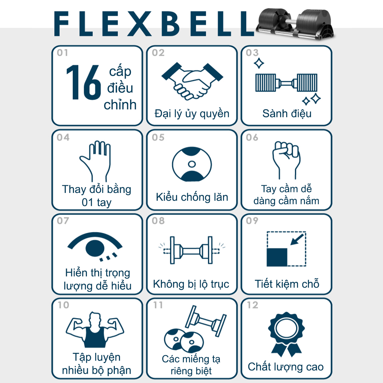 Nuobell flexbell - [All Black] Quả tạ tay điều chỉnh trọng lượng 36kg mỗi lần đổi 2kg 16 cấp độ tạ đòn tập luyện chuyên nghiệp gym