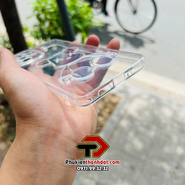 Ốp lưng dành cho SamSung Galaxy A73 hình gấu Bearbrick nổi 3D, trong suốt chống sốc