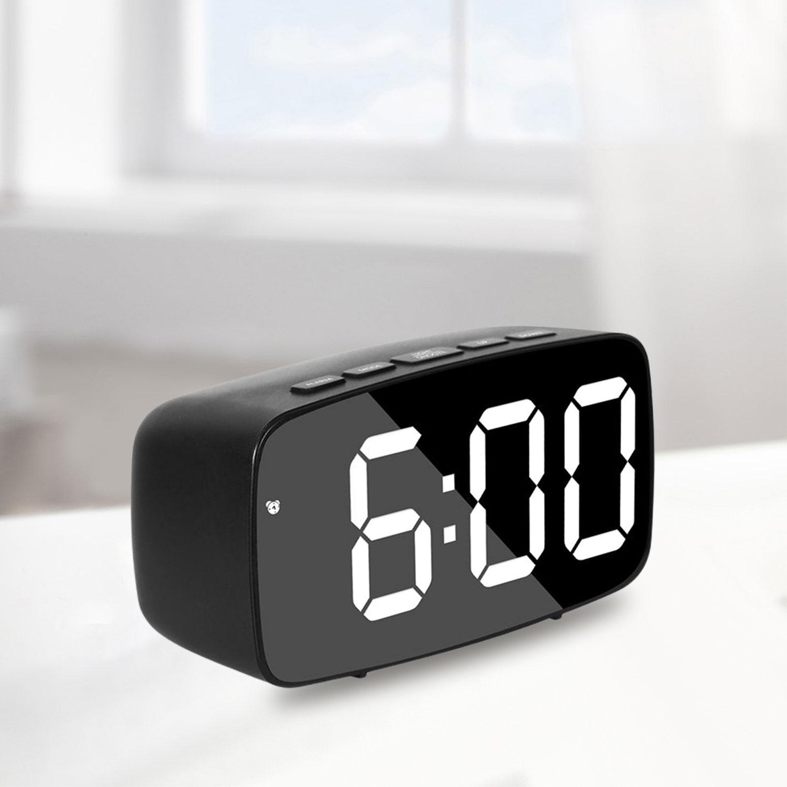 Digital LED Alarm Clock Bedroom Mirror Surface Snooze Bedside