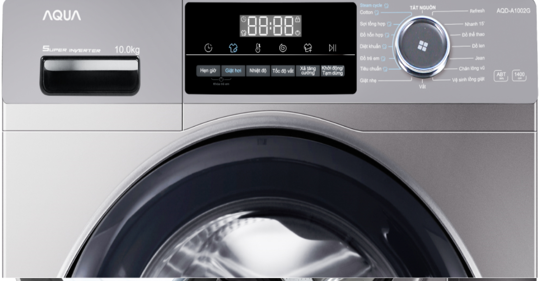 Máy giặt cửa trước Aqua Inverter 10 kg AQD-A1002G S - Hàng chính hãng( Chỉ giao HCM)