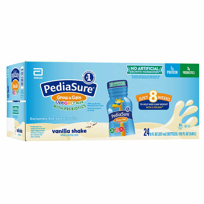 Thùng Sữa Pediasure Nước Grow &amp; Gain Optigro Vanila Shake mẫu mới 2020 Của Mỹ 24 chai x 237 ML