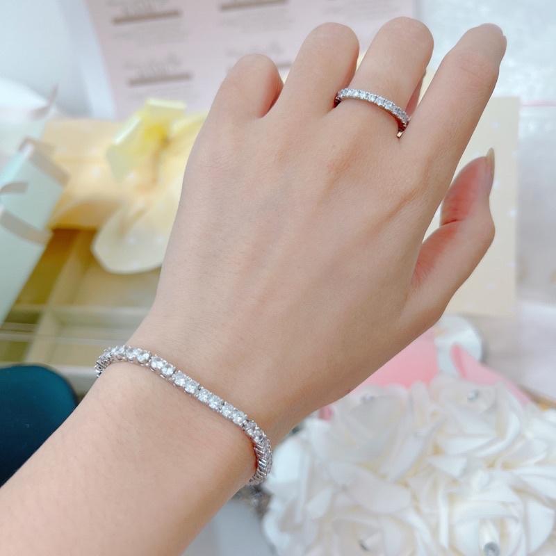 Lắc tay xoàn 2 ly xi bạch kim siêu sáng