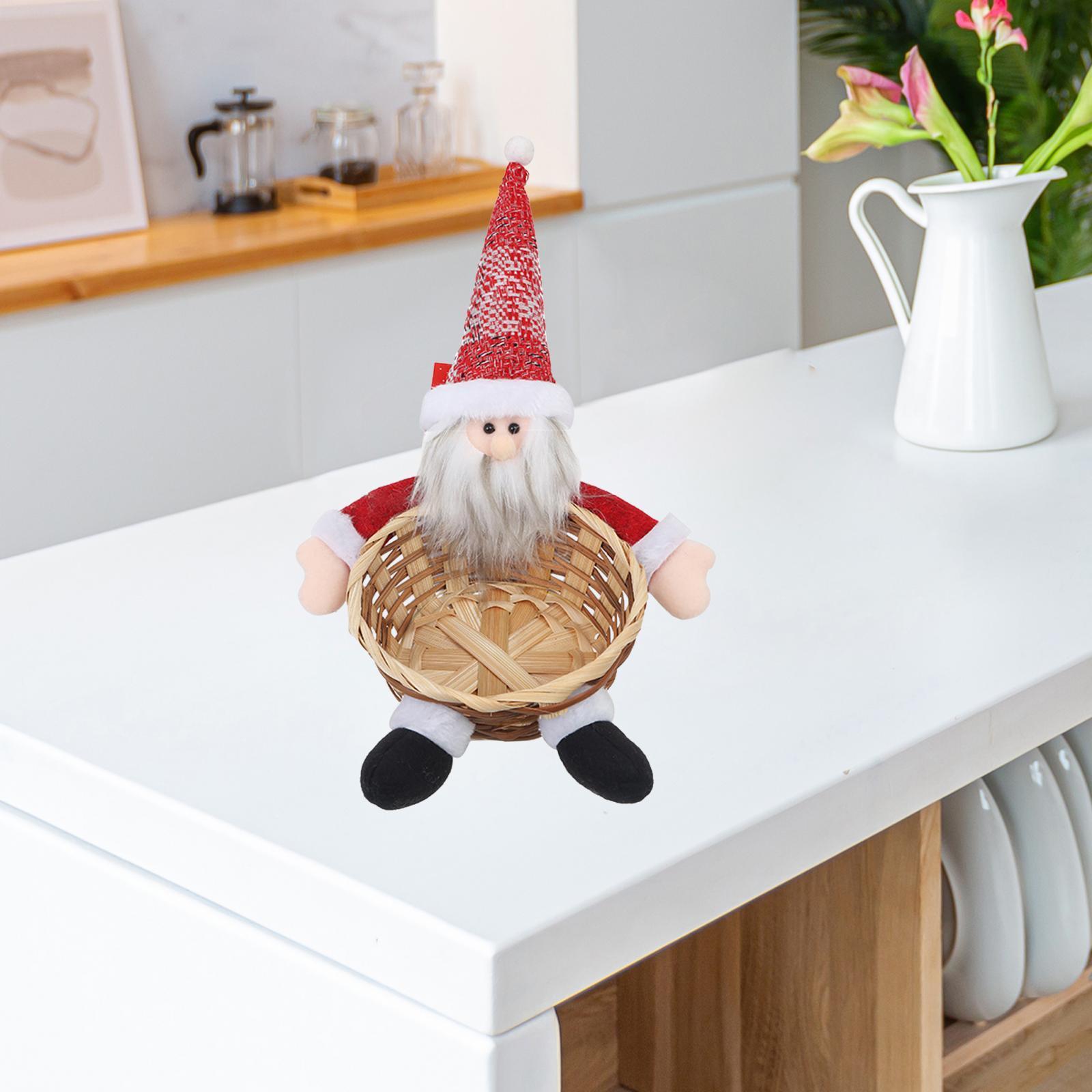 Hand Woven Basket Christmas Desktop Decoration, Christmas Storage Basket, Stylish Fruit Basket Food Basket for Kitchen
