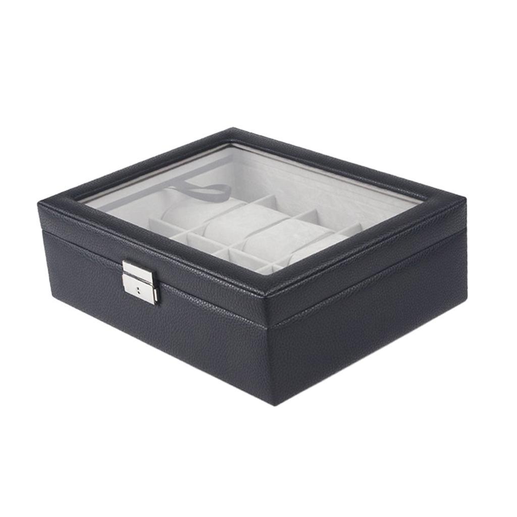 10 Slot Fashion PU Leather Watch Display Box Case Jewelry Storage Organizer