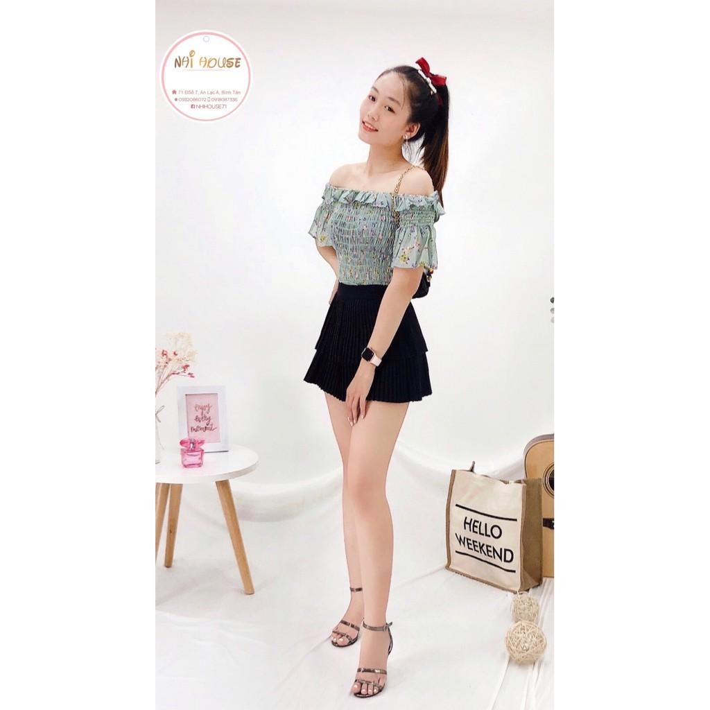 ÁO CROPTOP NHIHOUSE71 BẸT VAI BÈO HOA VĂN ĐA DẠNG 45 - 55KG