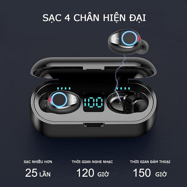 Tai Nghe Bluetooth Không Dây  5.0 F9 - Tai Nghe không dây Cao Cấp - Kiểu Dáng Độc Đáo, Nhỏ Gọn - Âm Thanh Mềm Mượt, Thoải Mái, Không Làm Nhức Tai