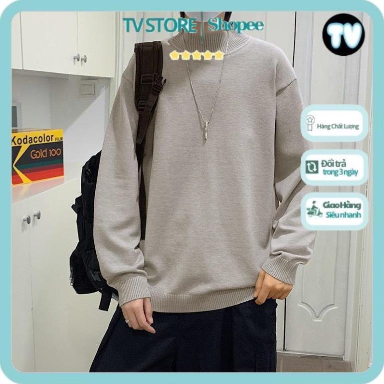 Áo Nỉ Nam TVSTORE Áo Sweater cổ cao tay dài màu sắc đơn giản trẻ trung