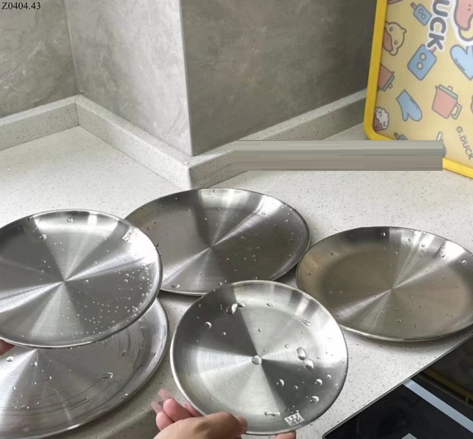 Đĩa inox 304 TINOX đĩa tròn khay inox hàn quốc chuyên dụng đựng thức ăn bánh khó phai màu DI013