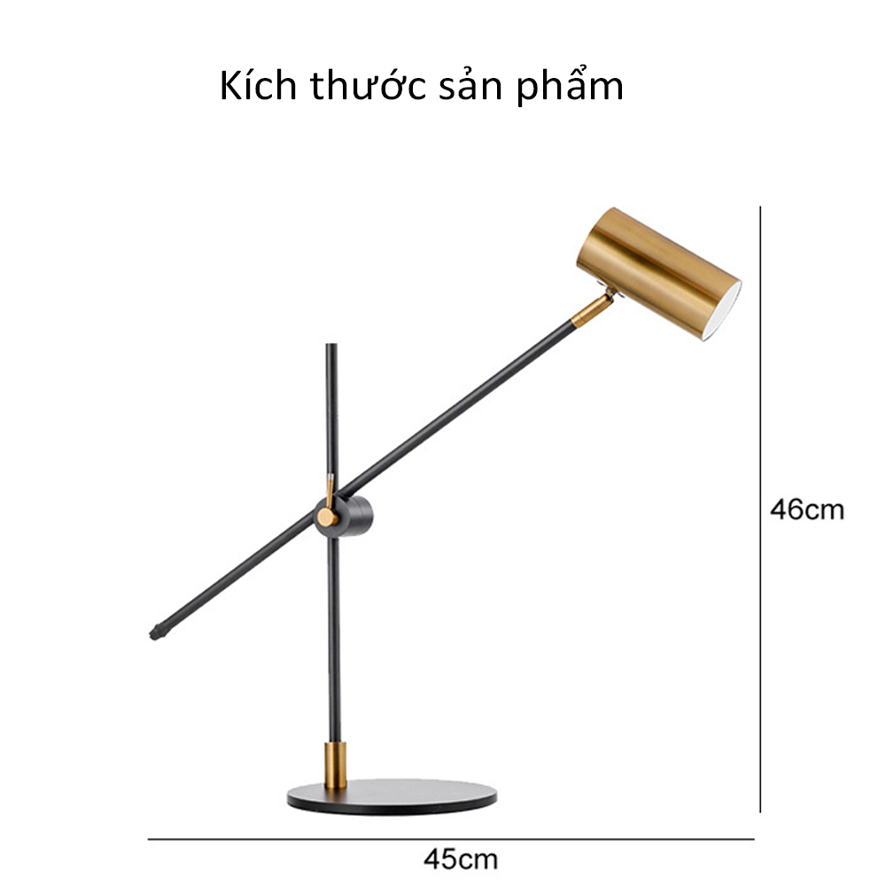 Đèn Bàn Kim loại Tân cổ điển 15W-220V, Đèn học và làm việc Led