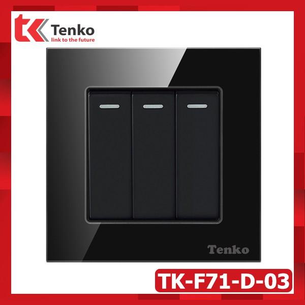 Công tắc Vuông 3 Hạt Mặt Kính Cường Lực Cao Cấp Tenko TK-F71-D-03 Full Color