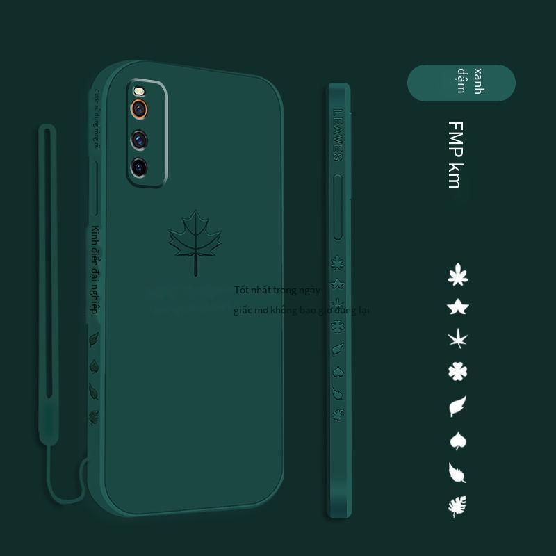 Phong cách mới nhất phù hợp với vỏ điện thoại di động vivoiqooz1 vỏ lá phong của phụ nữ mới vỏ mềm chất lỏng cạnh thẳng V1986A silicon chống rơi màu đỏ lưới