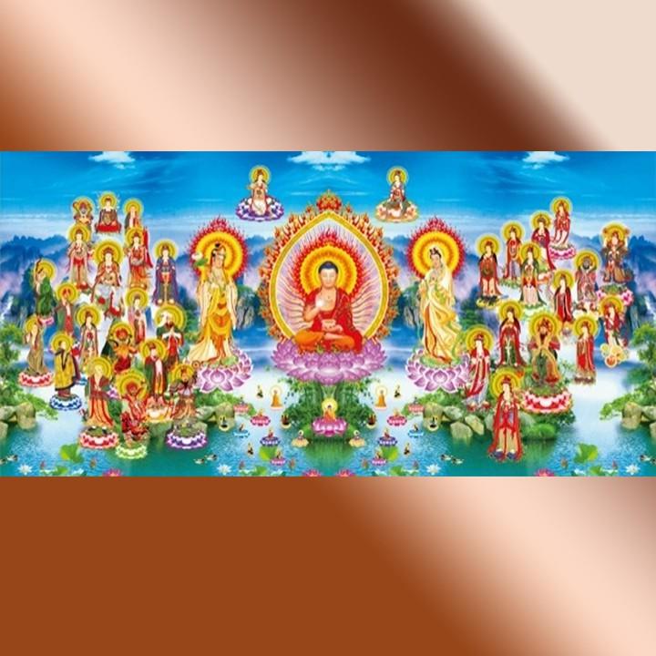 Tranh đá Tây Phương cực lạc Thánh Chúng VS479 - kích thước: 130 * 65cm.