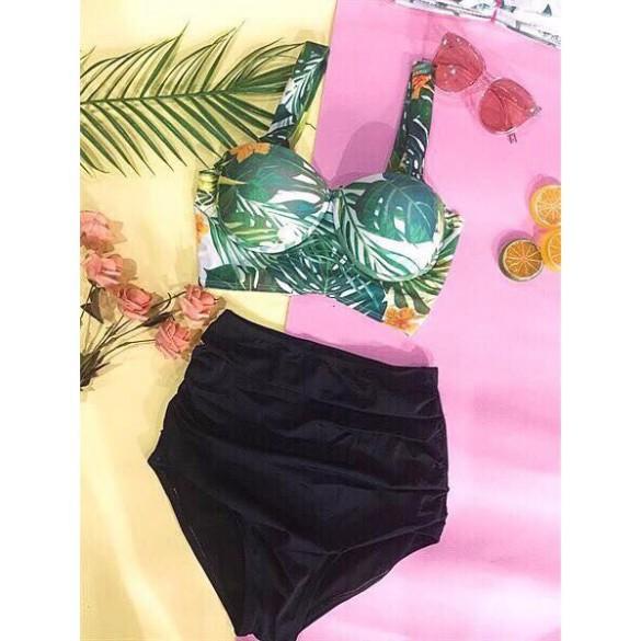 freeship Bikini hai mảnh xanh lá đẹp mặc đi biển sexy