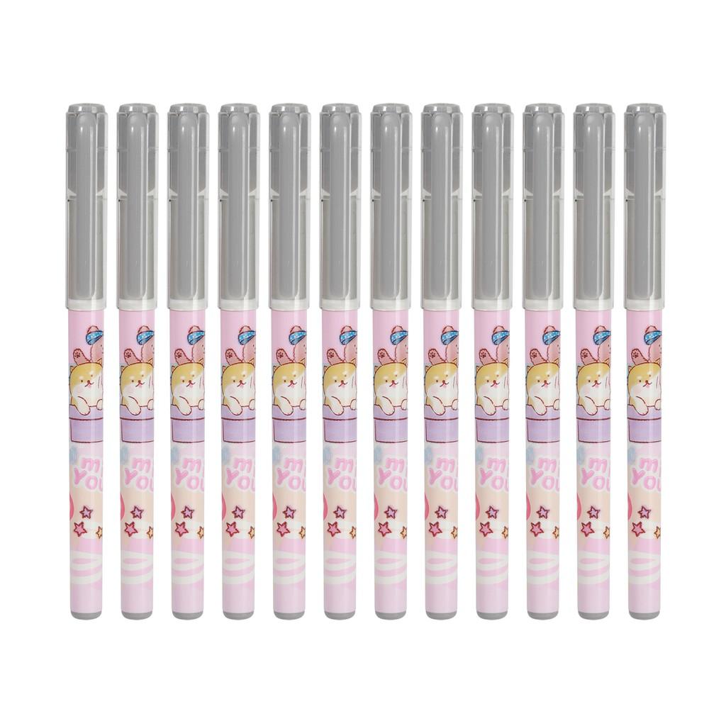 Bút gel học sinh màu xanh - đen Deli - có tay cầm cao su - EG15