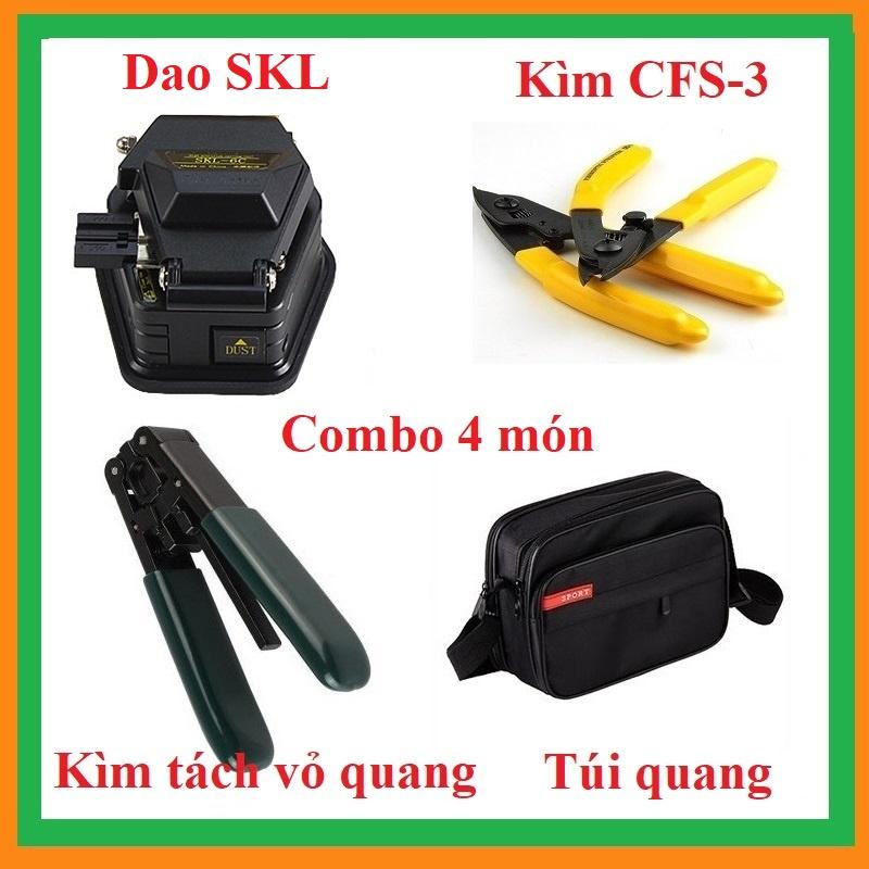 COMBO 4 - Dao cắt sợi quang SKL+ Kìm tuốt sợi quang CFS-3 + Kìm tách vỏ quang + Túi đựng