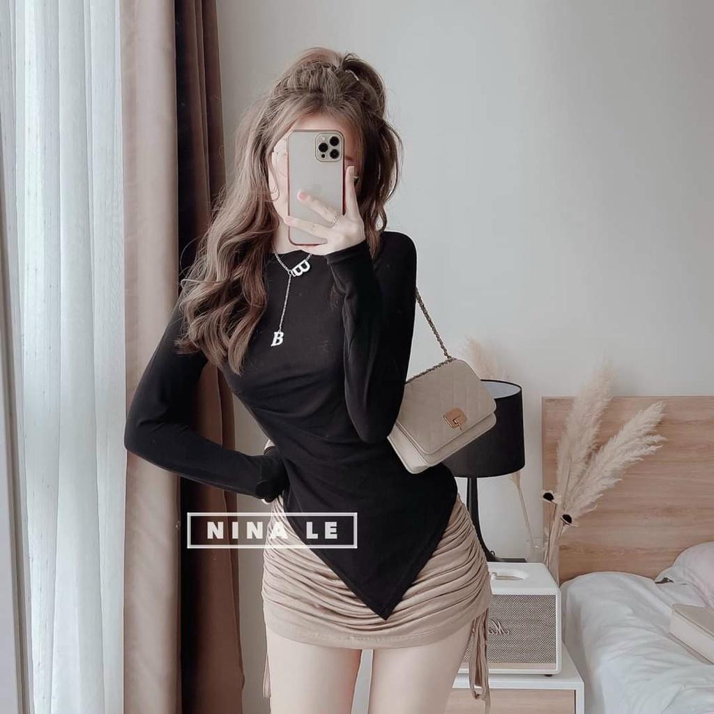 SET BỘ ÁO VÁY ĐI CHƠISét áo lai nhọn và chân váy rút dây siêu hot ( không kèm phụ kiện )