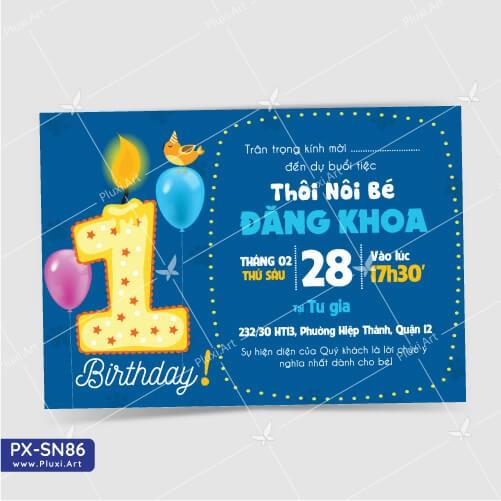 Thiệp thôi nôi – sinh nhật theo yêu cầu Pluxi