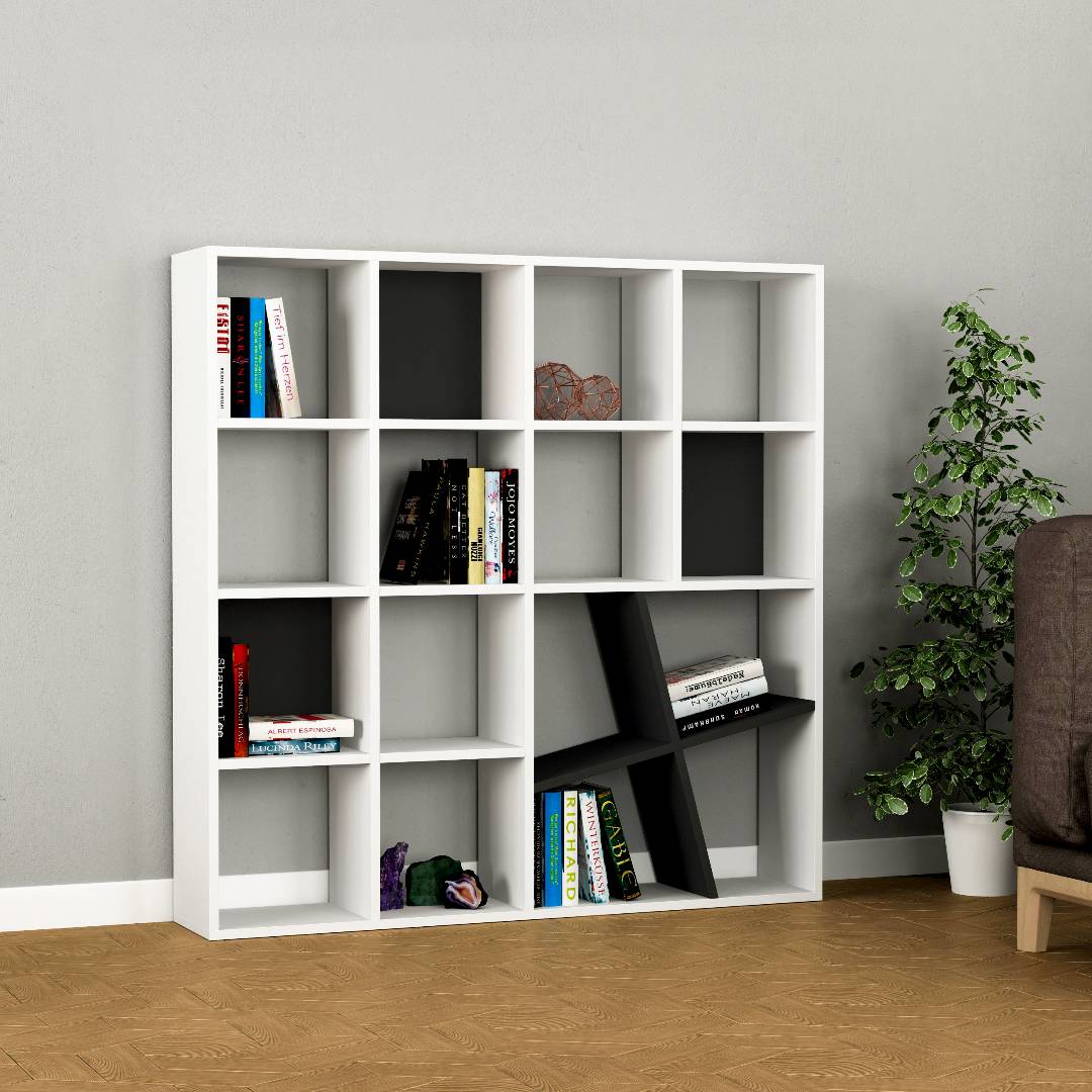 Kệ sách gỗ hiện đại SMLIFE Brian  | Gỗ MDF dày 17mm chống ẩm | D120xR23xC120cm - Màu