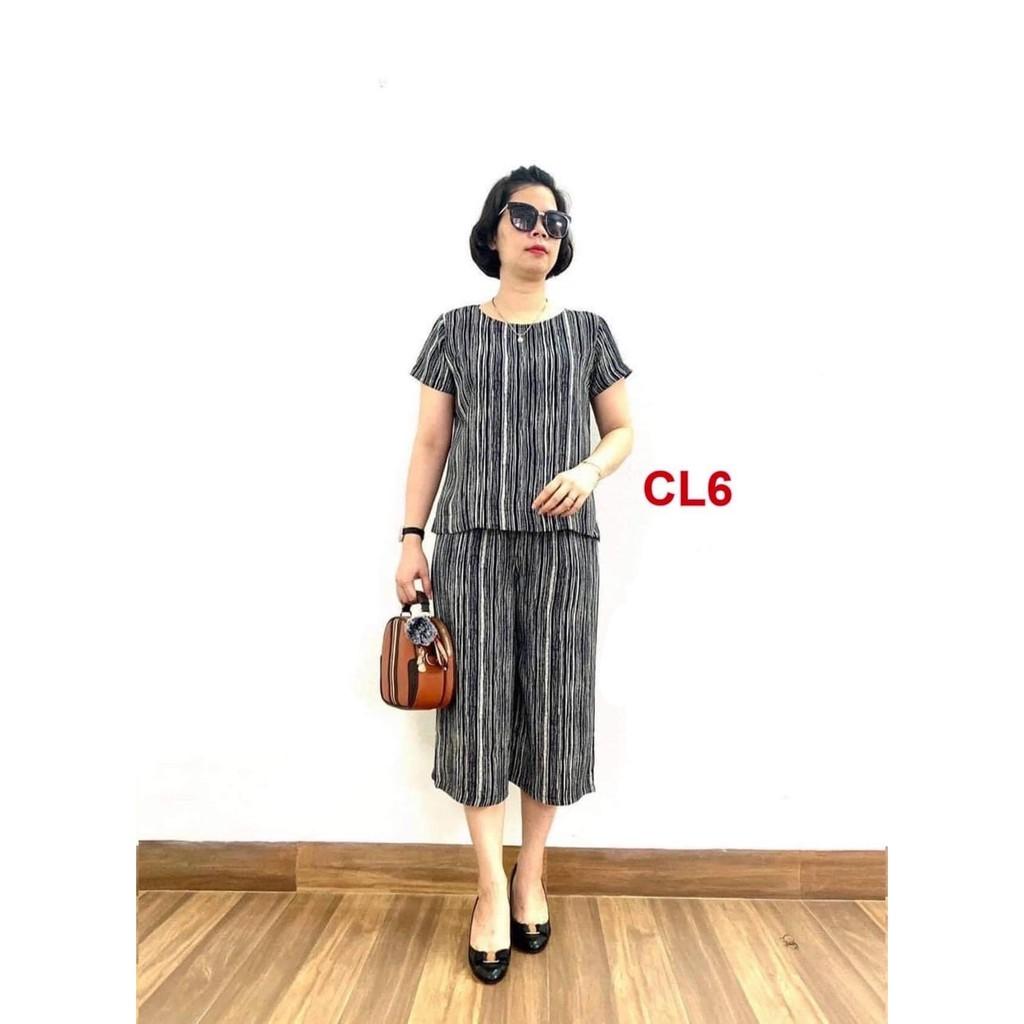 Đồ bộ mặc nhà trung niên tay ngắn - chất lụa hàn châu cao cấp